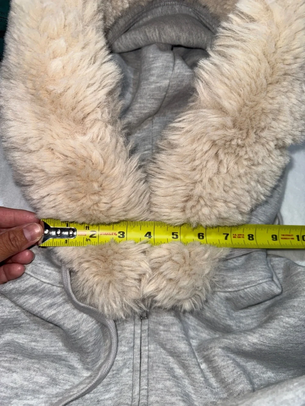 wild fable Light Gray Hoodie with Cream Faux Fur Trim - Picture 10 of 10